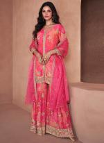 Georgette Pink Party Wear Embroidery Work Readymade Sharara Suit